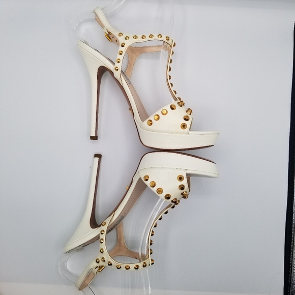 PRADA Cream Stiletto Heel with Gold Studs EU 38.5 - Picture 11 of 11